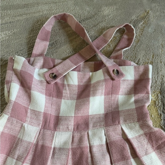 Gal Meets Glam Polly Pink White Gingham Linen Blend mini Dress 12 petite - Picture 10 of 13